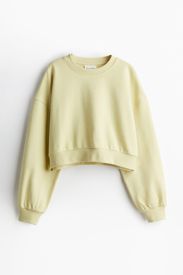 H&M Cropped Sweatshirt Støvet Gul