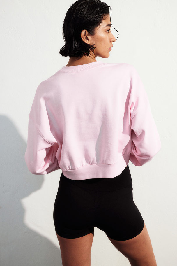 H&M Cropped Sweatshirt Light Pink