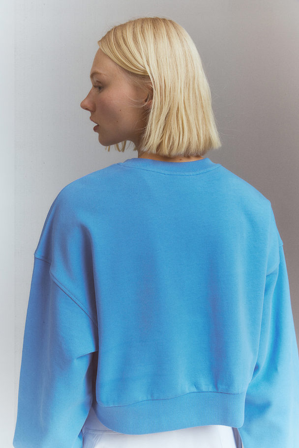 H&M Cropped Sweatshirt Blå