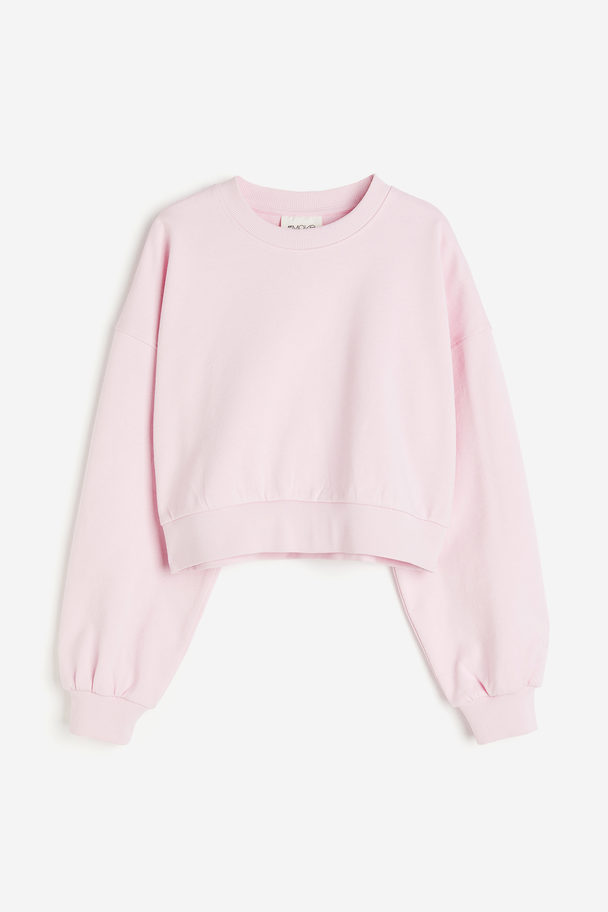 H&M Croppad Sweatshirt Ljusrosa