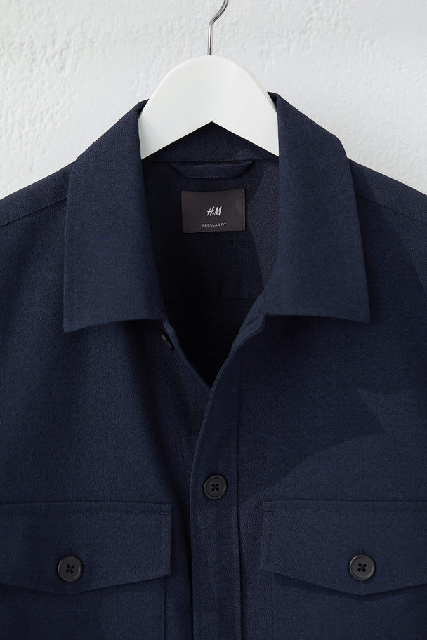 H&M Regular Fit Overshirt Navy Blue
