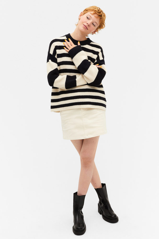 Monki Navy Blue Striped Knitted Sweater Navy Blue Stripes