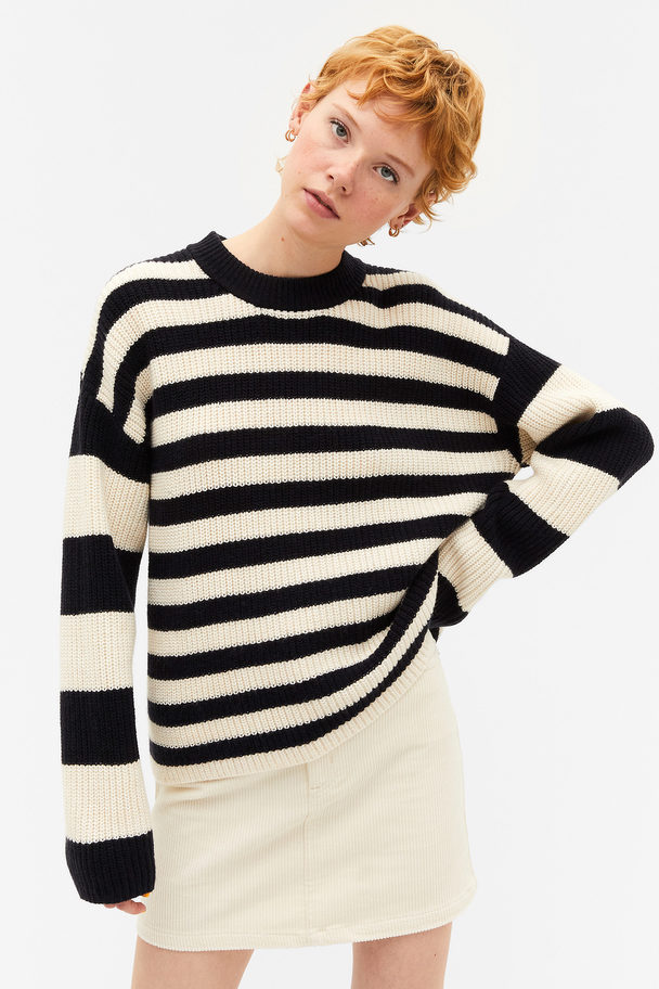 Monki Navy Blue Striped Knitted Sweater Navy Blue Stripes