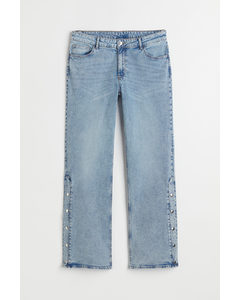 H&m+ Flared Low Waist Jeans Light Denim Blue