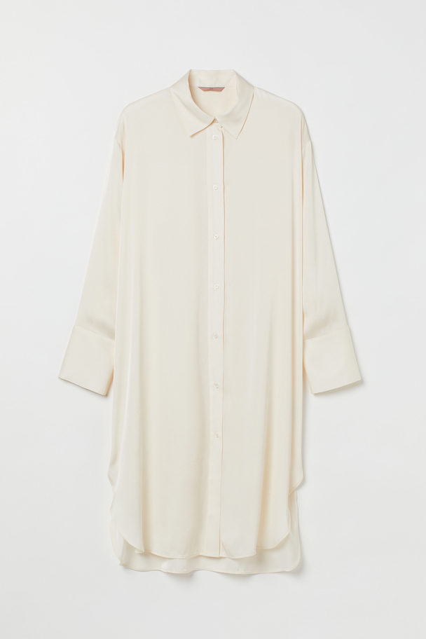 H&M H&m+ Oversized Shirt Dress Cream