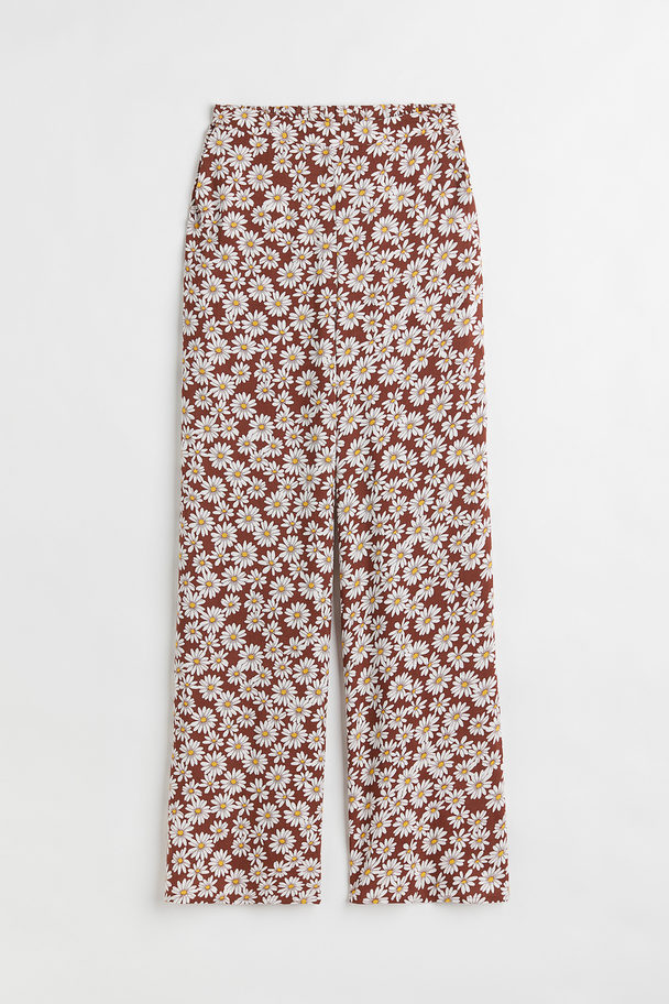 H&M Wide Trousers Brown/floral