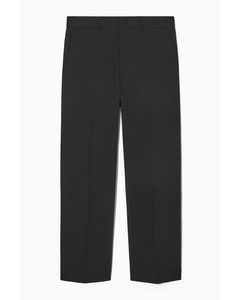 Straight-leg Twill Trousers Black