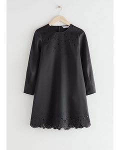 Laser Cut Mini Dress Black