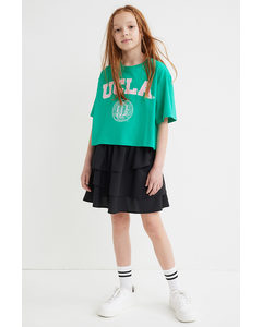 Cropped Printed Jersey Top Green/ucla