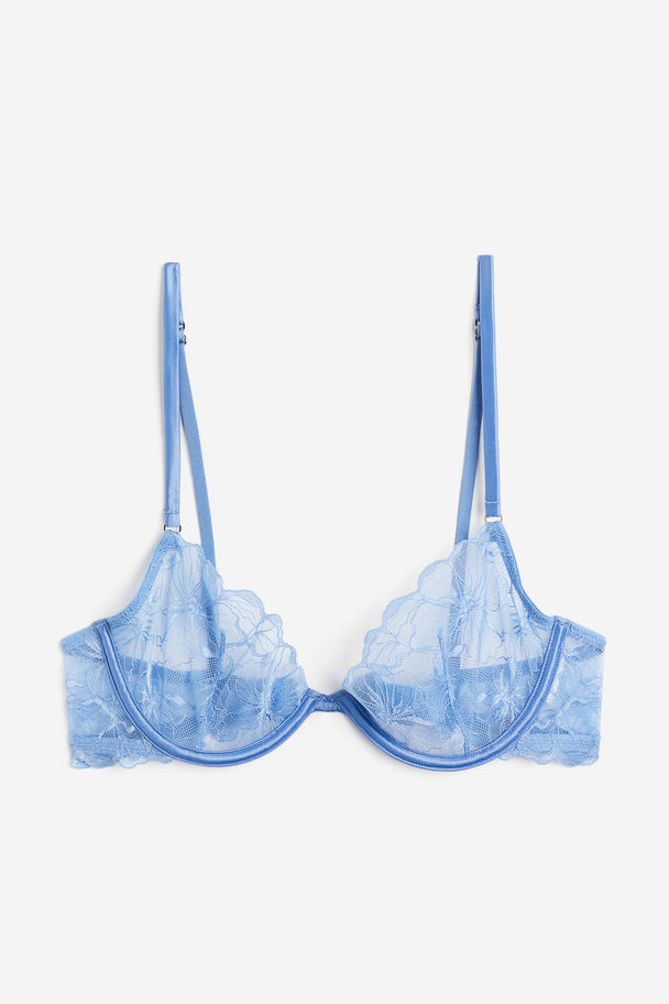 H&M Non-padded Underwired Lace Bra Sky Blue