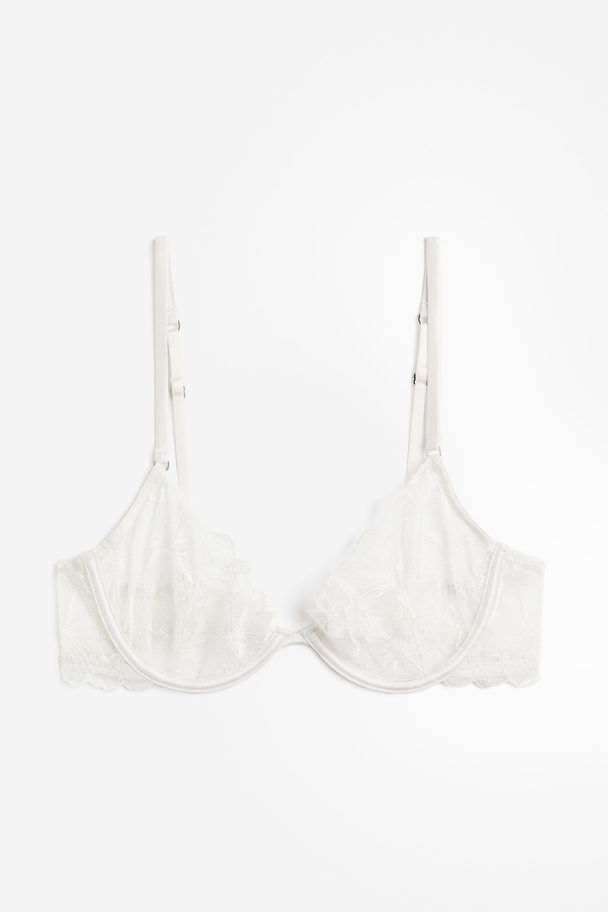 H&M Non-padded Underwired Lace Bra White