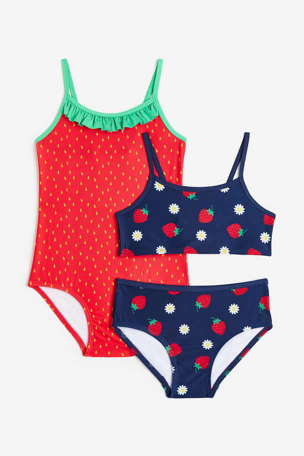 H&M Patterned Swim Set Red/patterned
