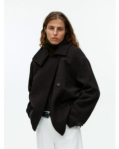 Checkered Wool-blend Jacket Dark Brown