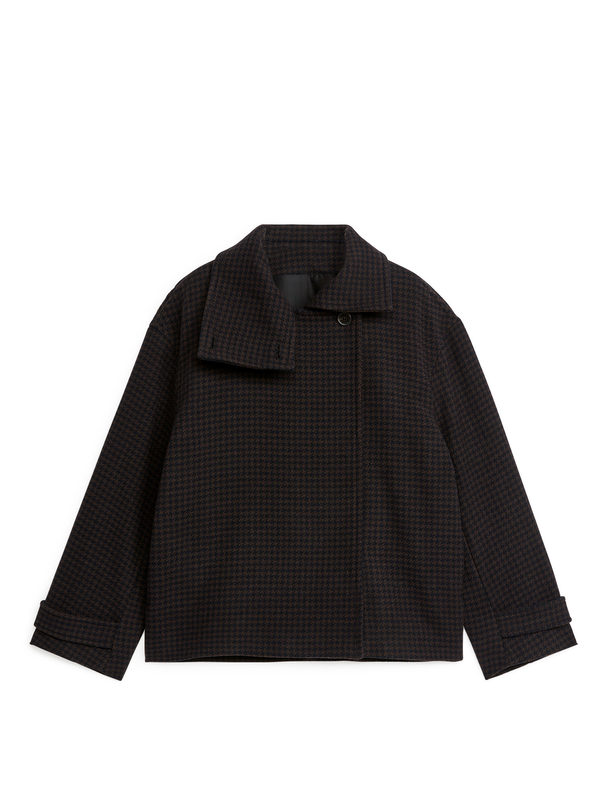 ARKET Checkered Wool-blend Jacket Dark Brown