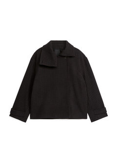 Checkered Wool-blend Jacket Dark Brown
