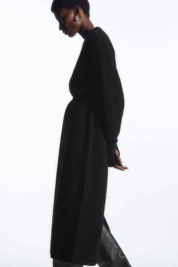 COS Oversized Knitted Alpaca-blend Dress Black