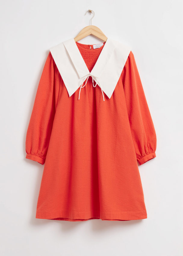 & Other Stories Detachable-collar Midi Dress Bright Orange