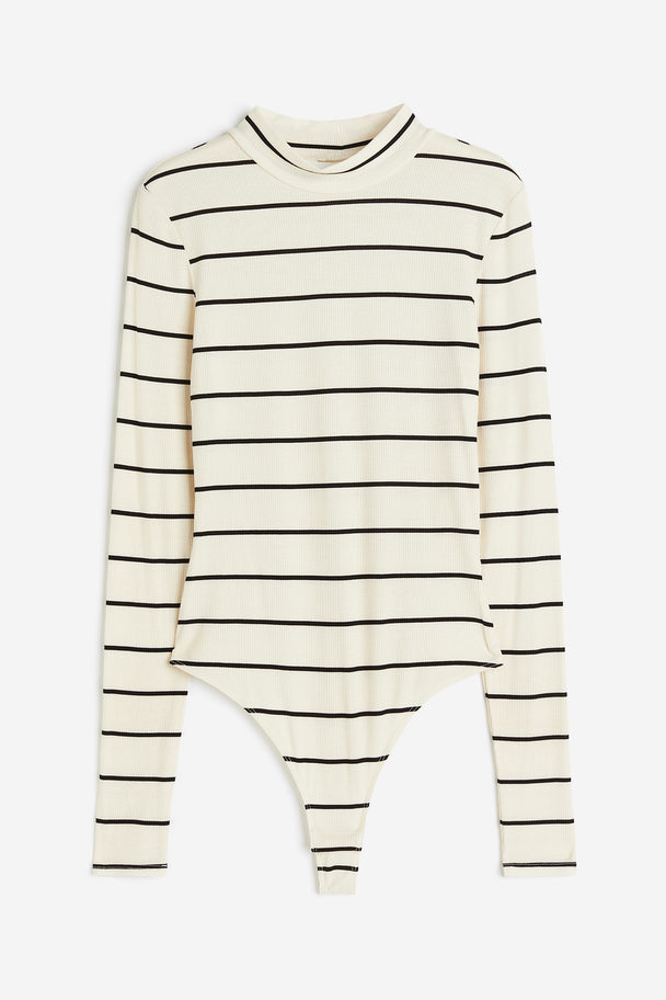 H&M Stringbody Met Turtleneck Roomwit/gestreept