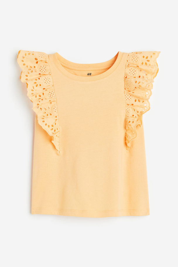 H&M Top mit Broderie Anglaise Hellorange