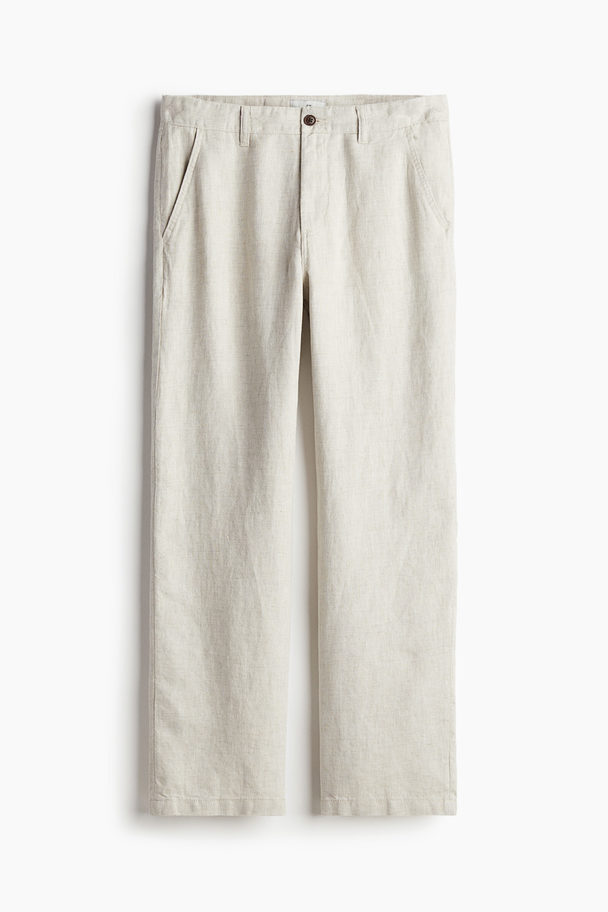 H&M Hose aus Leinen in Relaxed Fit Hellbeige