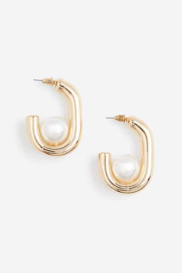 H&M Bead-detail Hoop Earrings Gold-coloured