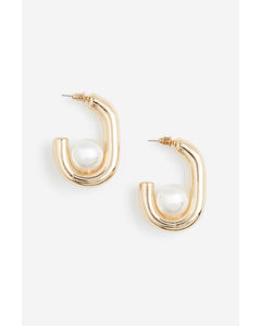 Bead-detail Hoop Earrings Gold-coloured