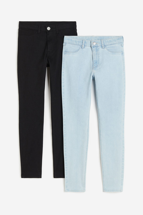 H&M Set Van 2 Skinny Fit Jeans Zwart/licht Denimblauw