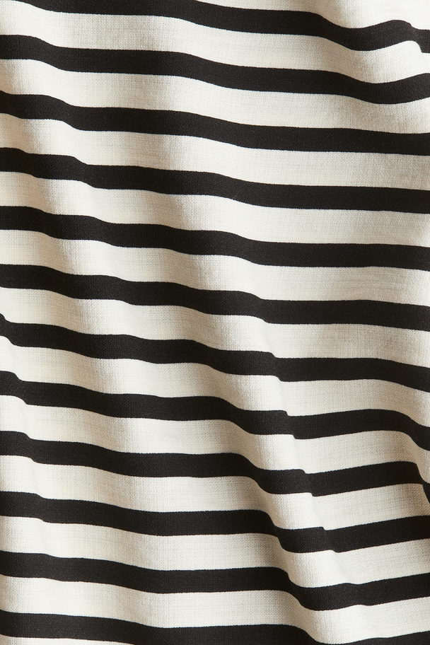 H&M Tapered-waist Blouse Black/cream Striped