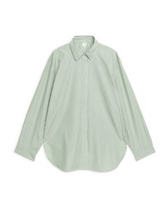 Relaxed Poplin Shirt Green/white