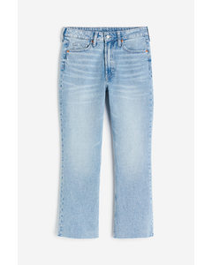 Flared High Cropped Jeans Helles Denimblau