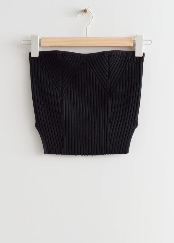 & Other Stories Cropped Knit Bustier Black
