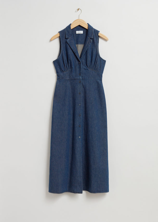 & Other Stories Collared Midi Shirt Dress Dusty Blue