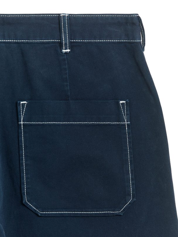 ARKET Workwear-shorts I Bomull Mørkeblå/hvit