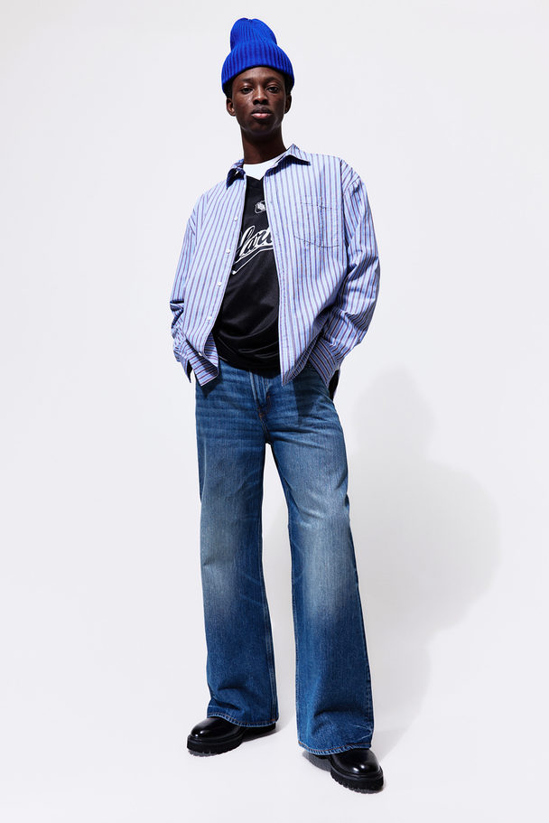 H&M Bootcut Loose Jeans Denimblauw