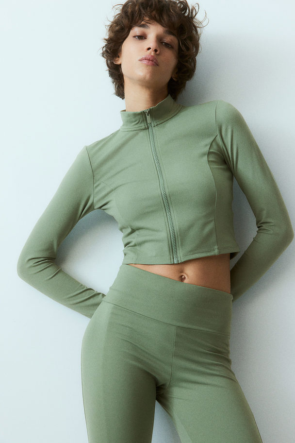 H&M Zip-through Top Khaki Green