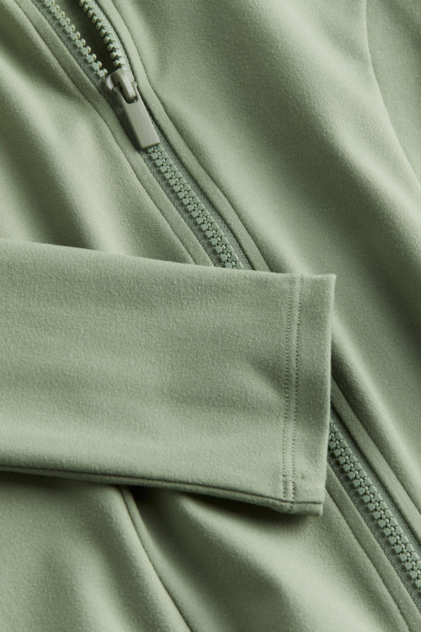 H&M Zip-through Top Khaki Green
