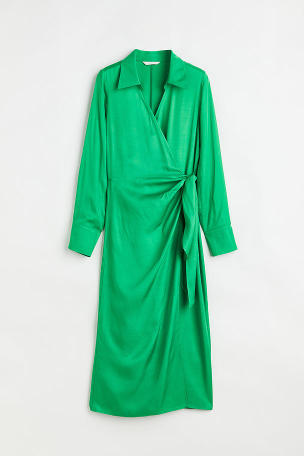 H&M Satin Wrap Dress Green