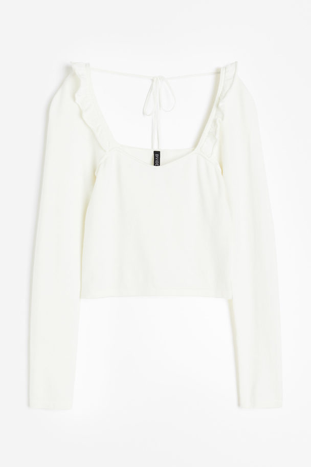 H&M Flounce-trimmed Top White