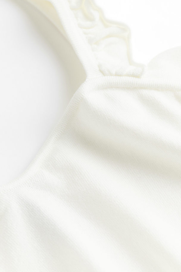 H&M Flounce-trimmed Top White