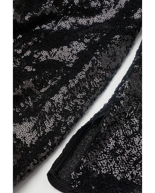 H&M Calf-length Sequined Dress Black