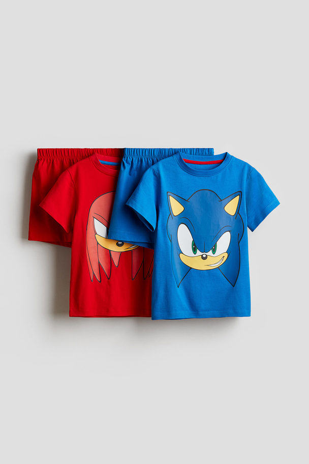 H&M Set Van 2 Pyjama‘s Met Print Blauw/sonic The Hedgehog