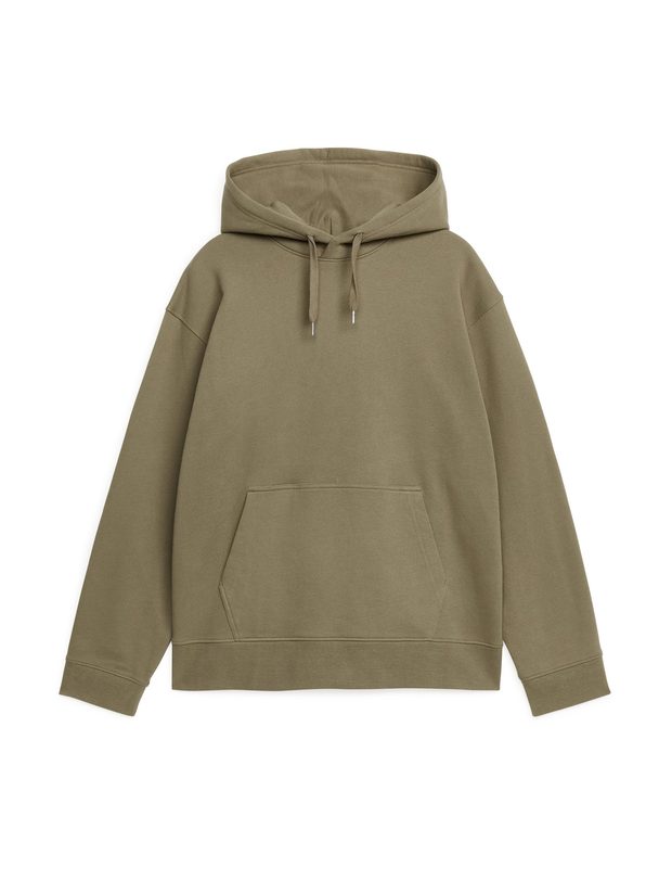 Arket Relaxed Terry Hoodie Khaki Green
