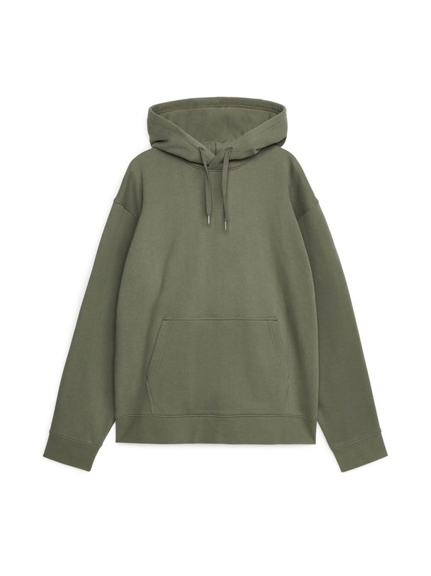 ARKET Relaxed Terry Hoodie Khaki Green