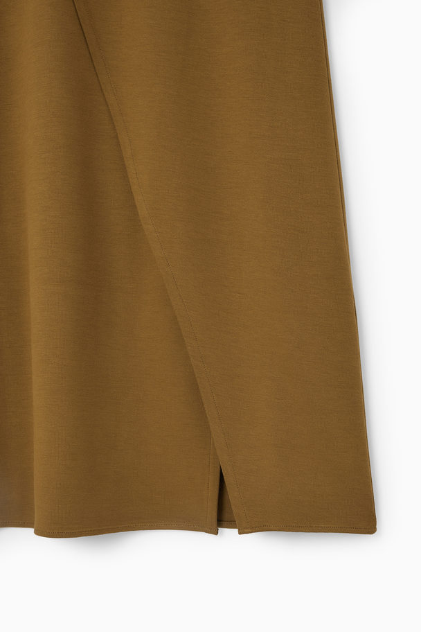 COS Jersey Wrap Midi Skirt Ochre