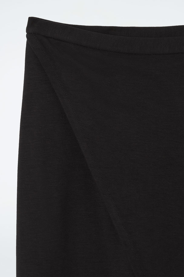 COS Jersey Wrap Midi Skirt Black