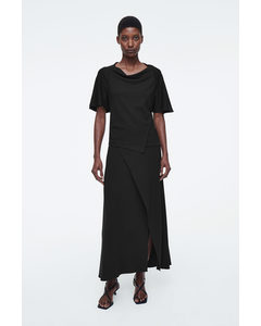 Jersey Wrap Midi Skirt Black