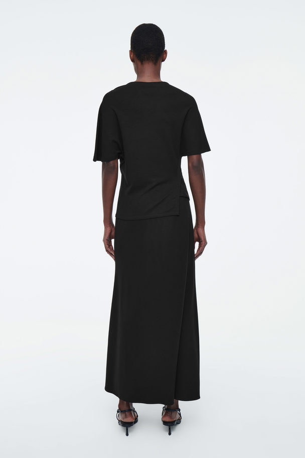 COS Jersey Wrap Midi Skirt Black