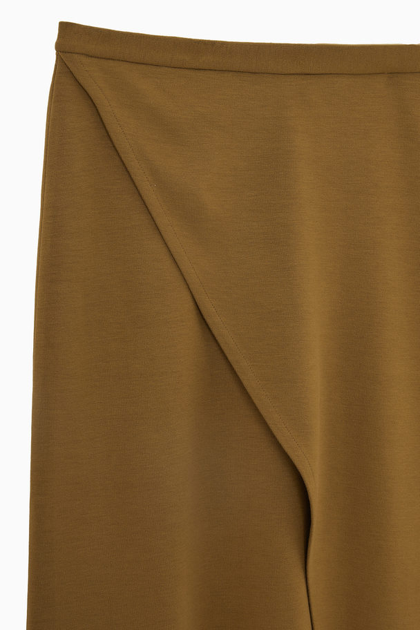 COS Jersey Wrap Midi Skirt Ochre