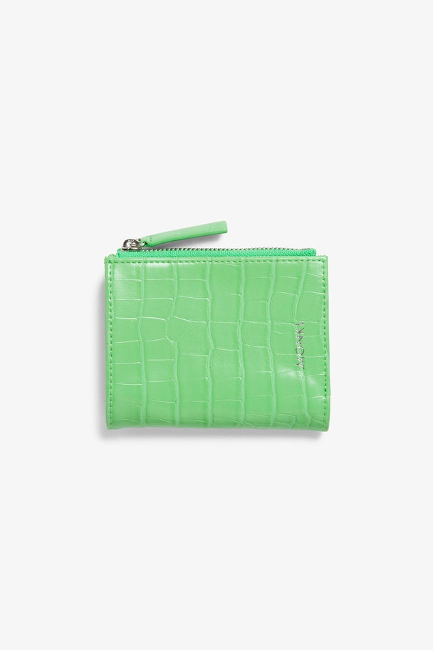 Monki Bright Green Faux Leather Wallet Bright Green Faux Croc