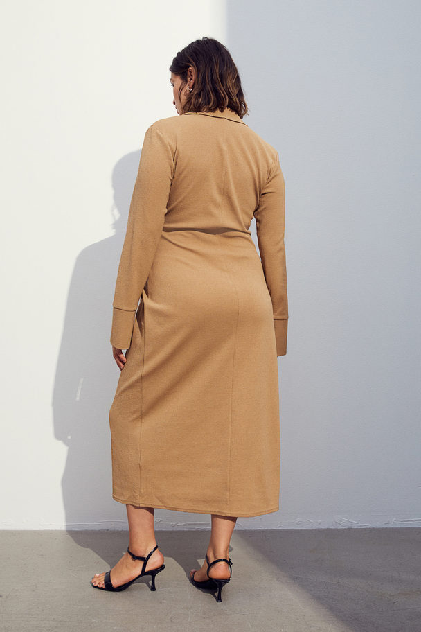 H&M Wrap Jersey Dress Dark Beige